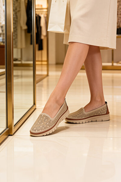morpotin Orthopedic Perforated Comfortable Sole Daily Women's Casual Shoes Beige