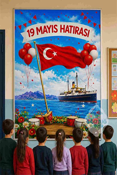 Göktuğ Hediyelik 19 Mayıs Hatırası Okul Kutlama Branda Arka Fon 100cm X 150cm