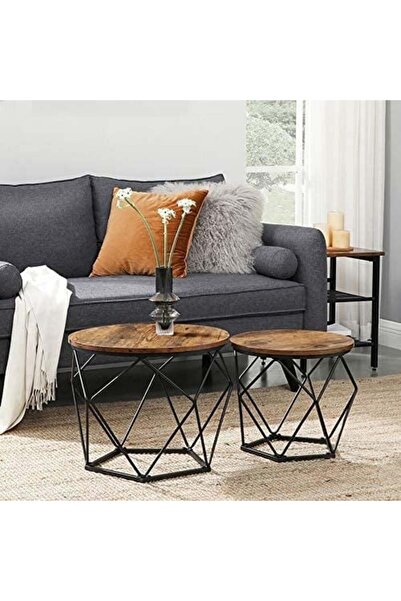 VASAGLE Set of 2 Brianna Model Coffee Tables, 50 x 50 x 40 cm, Brown/Black