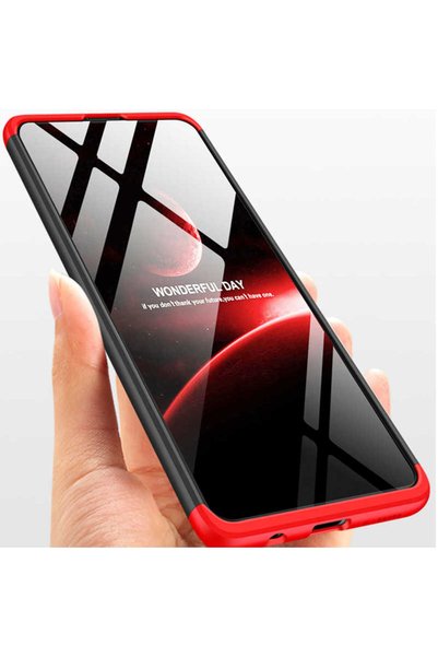 noktaks غطاء متوافق مع هاتف Galaxy A71، غطاء علوي وسفلي قابل للتركيب من 3 قطع - أحمر - T11836
