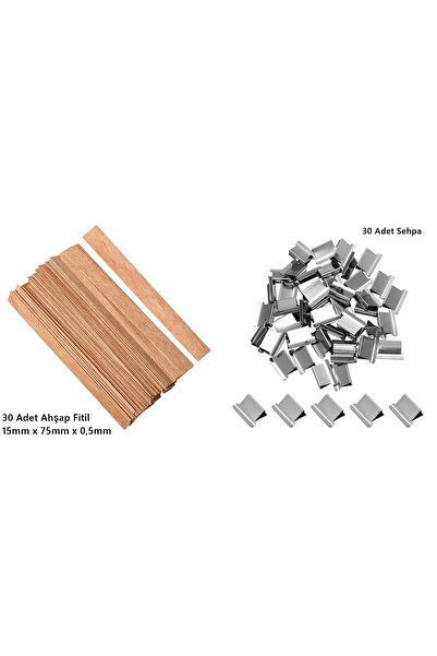 HogART Design Ahşap Mum Fitili ve Sehpa 30 Adet ( 15mm x 75mm x 0,5mm )