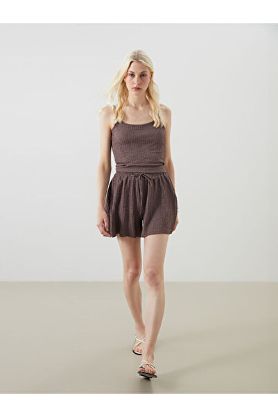 LC Waikiki Textured Women's Shorts with Elastic Waist