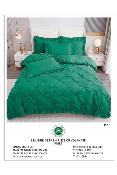 Super Design Pucioasa Finet 4-Piece Duvet Cover Set with Ruffles and Decorati...