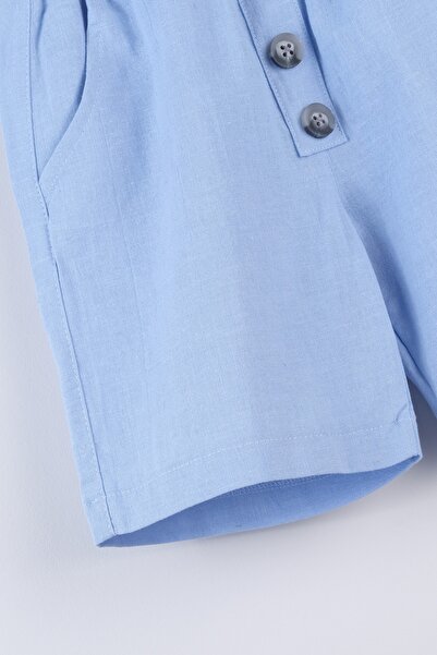 Bondberro Pantaloni scurți pentru băieți din in/bumbac (Rüzgar Blue)