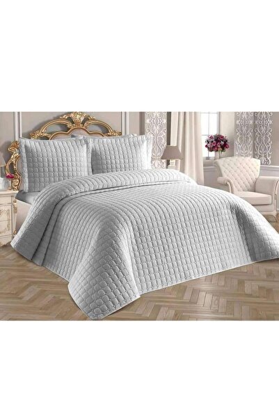Kozal Gray Glitter Bedspread Set Double Size