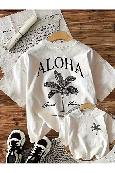Massgai Μπλουζάκι Unisex με στάμπα Aloha, Oversize, 100% βαμβακερό