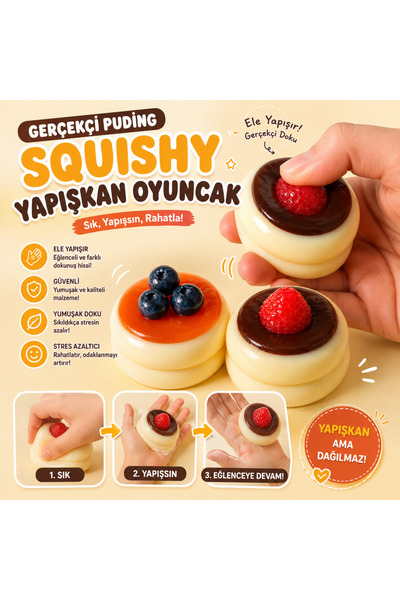 UĞURDAN Gerçekçi Puding Simülasyon Squishy Yapışkan Stres Oyuncağı 1 Adet
