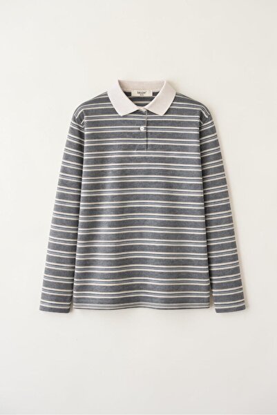 Beju be Polo Collar Striped T-Shirt