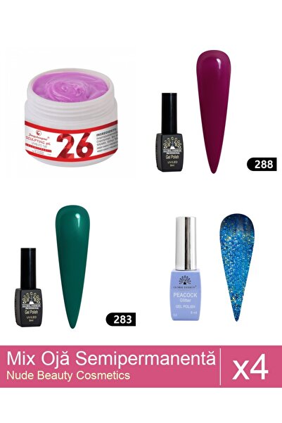 Makeup Set Mix 4 produse Nail Oja: Oja semipermanenta BLACK ELITE, Global Fas...