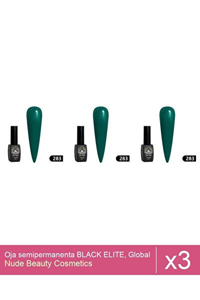 Makeup Set 3x Oja semipermanenta BLACK ELITE, Global Fashion 8 ml,283