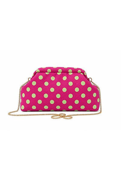 H&D COLLECTİON Geantă din țesătură cu detalii cu buline, verde fucsia EN 32 L...