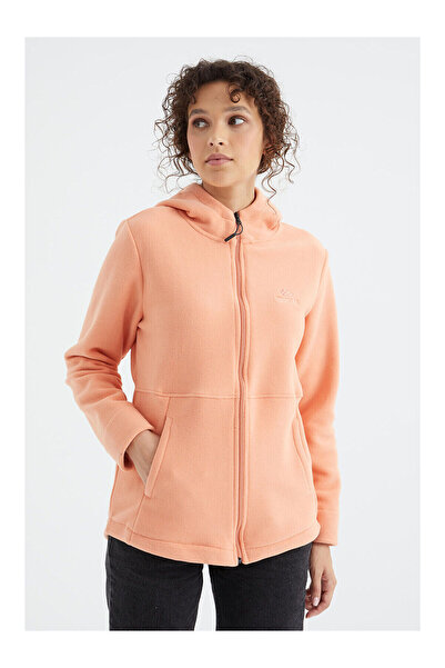 LC Waikiki Nevavm Orange Melon Inside Hooded Zippered Comfortable Fit Women's...