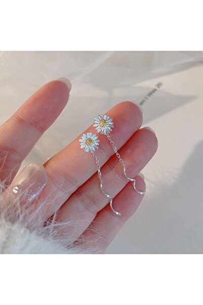 Choice ER23Y0195 Silver Color Trend Daisy Flower Long Wire Tassel Thread Hang...