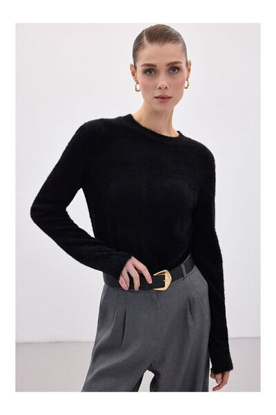 LC Waikiki Nevavm Farkıyla Bearded Knitwear - Black