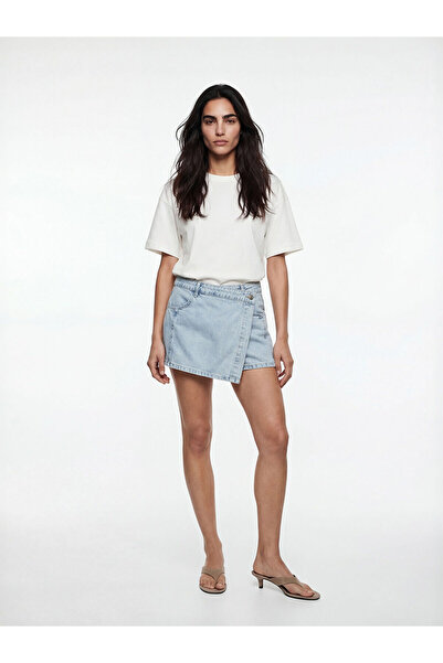 LC Waikiki Nevavm High Waist Women's Jean Shorts Skirt with Difference