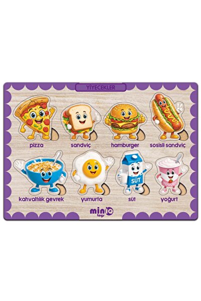 minİQ toys Ahşap Türkçe Yiyecekler Eğitici-Öğretici Yapboz