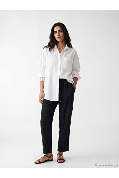 LC Waikiki Vizyon New Season Elastic Waist Textured Women's Trousers