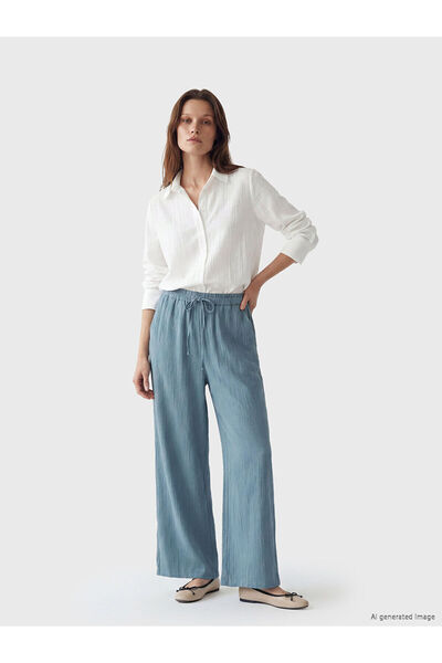 LC Waikiki Vizyon New Season Elastic Waist Textured Women's Trousers