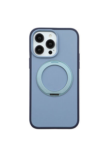 Casen iPhone 13 Pro Mavi Standlı Magsafe Premium Fonksiyonel Telefon Kılıfı