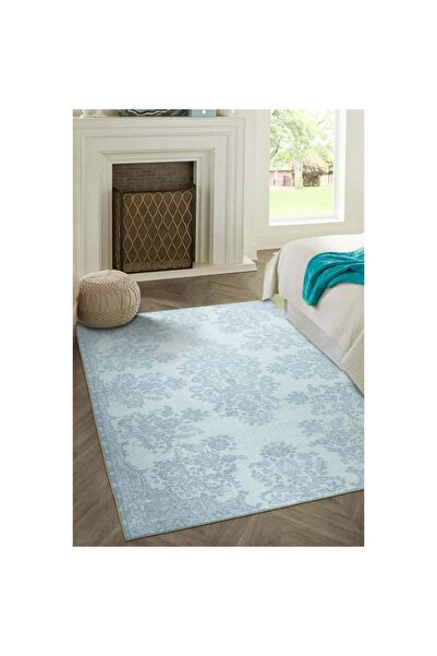 halinet Halı.Net Blue Ethnic Bohemian Washable Non-Slip Living Room Carpet Ar...