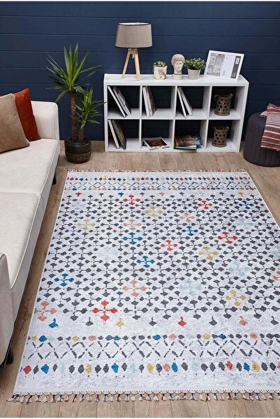 halinet Halı.Net White Modern Washable Non-Slip Living Room Carpet Haln-Hln5011