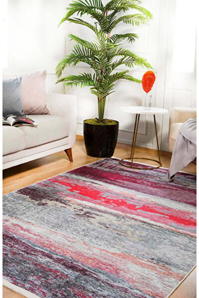 halinet Halı.Net Red Modern Washable Non-Slip Living Room Carpet Haln-Hln143