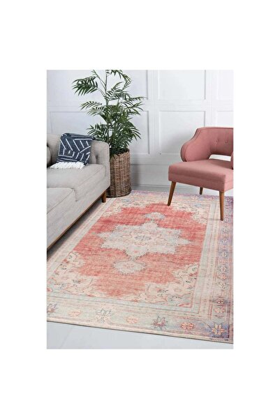 halinet Halı.Net Red Ethnic Bohemian Washable Non-Slip Living Room Carpet Art...