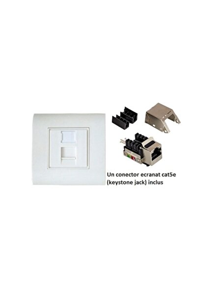 LanKATT Priză simplă voce/date Cat5e ecranată, 1 x RJ45 - 80x80, FTP, modular...