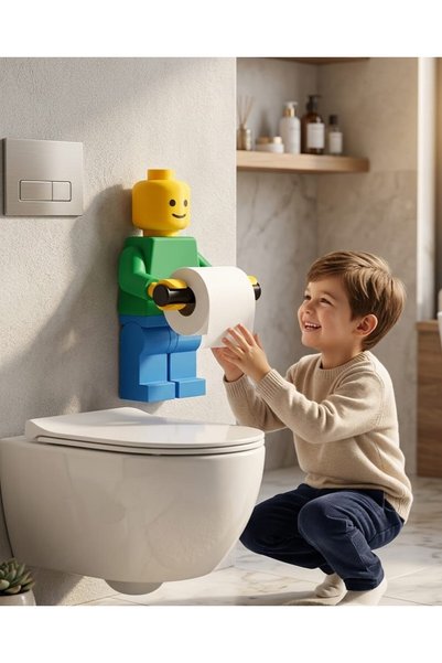 NEXUSS DESIGN Decorative Lego Man Toilet Paper Holder Modern Bathroom Accessory Fun Design Wall Hanger
