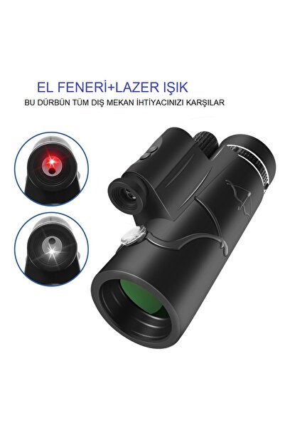 DigitalBazaar Monoküler Dürbün Lazer El Feneri Telefon Uyumlu Suya Dayanıklı ...