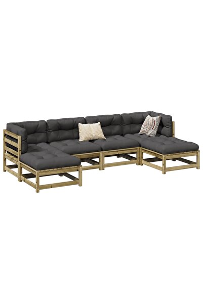 vidaxl Set canapea de gradina, 6 piese, lemn de pin tratat