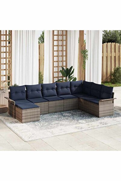 vidaxl Set de canapele pentru gradina cu perna 8 pcs Gri poliratan