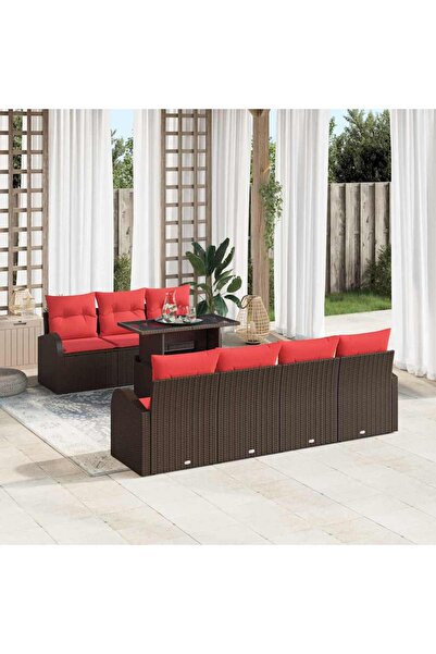 vidaxl Set de canapele pentru gradina 8 pcs Maro Rattan poli