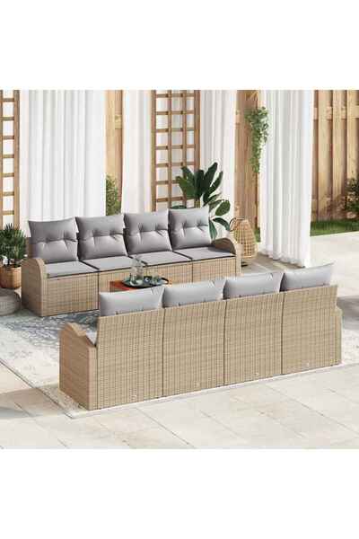 vidaxl Set de canapele pentru gradina 9 pcs Beige È™i gri deschis