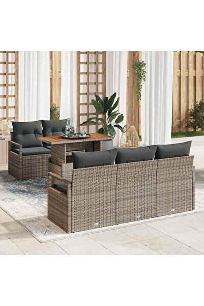 vidaxl Set de canapele pentru gradina 6 pcs Gri Rattan poli