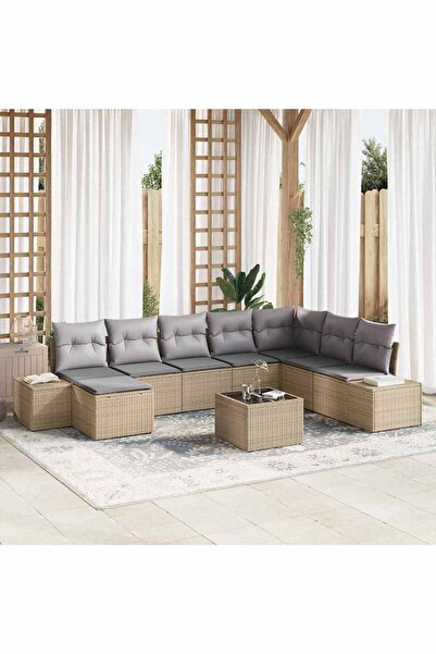 vidaxl Set de canapele pentru gradina 8 pcs Bej È™i gri deschis