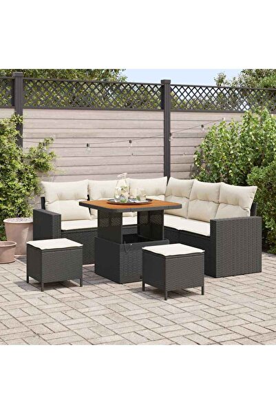 vidaxl Set de canapele pentru gradina 8 pcs Negru poliratan