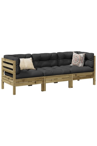vidaxl Set mobilier de gradina cu perne, 5 piese, lemn de pin tratat