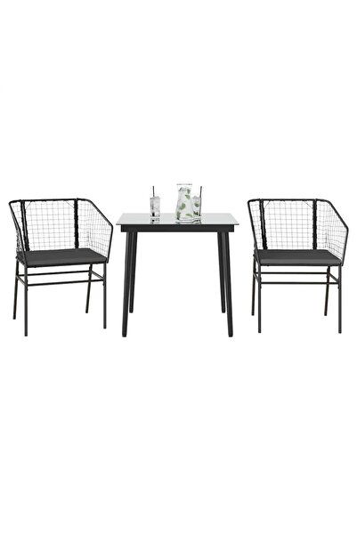 vidaxl Set de sufragerie de gradina 3 piese neagra