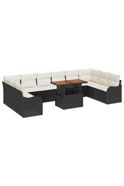 vidaxl Set de canapele pentru gradina 11 pcs Negru Rattan poli