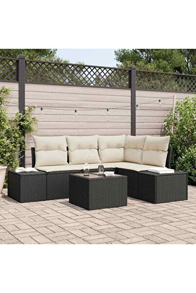 vidaxl Set de canapele pentru gradina 5 pcs Negru poliratan