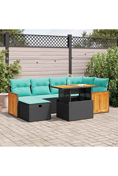 vidaxl Set canapele de gradina cu perne, 7 piese, maro, poliratan