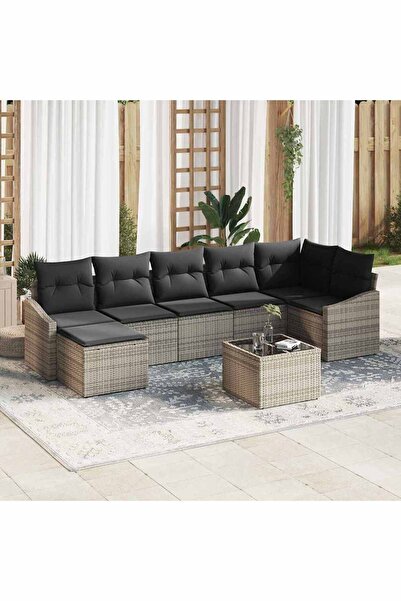 vidaxl Set de canapele pentru gradina 8 pcs Gri deschis poliratan