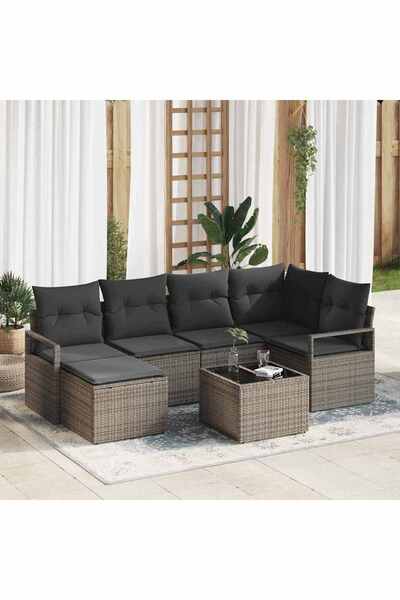 vidaxl Set de canapea 7 pcs Gri poliratan