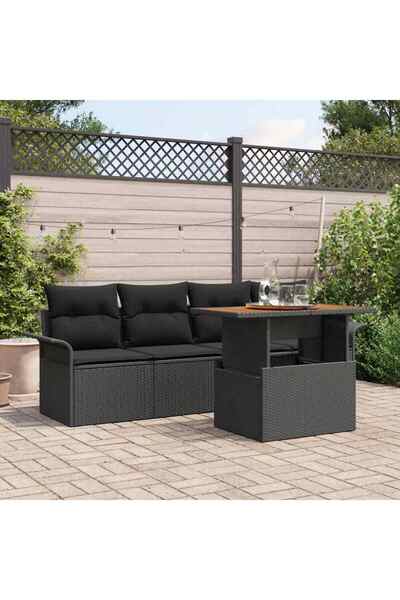 vidaxl Set de canapele pentru gradina 5 pcs Negru Rattan poli