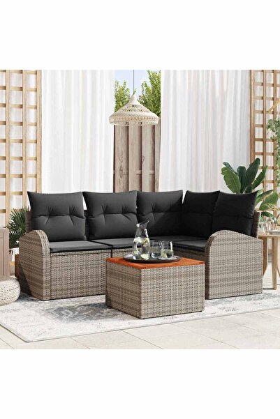 vidaxl Set de canapele pentru gradina 5 pcs Gri poliratan