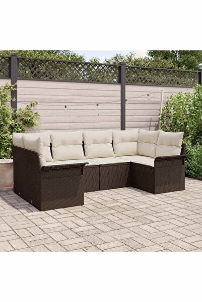 vidaxl Set de canapele pentru gradina cu perna 6 pcs Maro poliratan