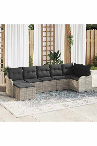 vidaxl Set de canapele pentru gradina 7 pcs Gri deschis poliratan