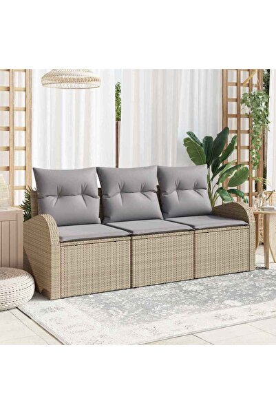 vidaxl Set de canapele pentru gradina 3 pcs bej È™i gri deschis