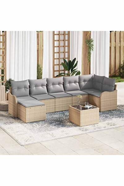 vidaxl Set de canapele pentru gradina 8 pcs bej È™i gri deschis